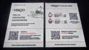 Cartão em Papel Semente Fratos de Tomate 7x10cm cor 4x4 - Cliente Veroo Café | Tomato Seed Paper Fratos Card 70x100mm 4x4
