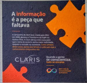 Flyer em Papel Semente Fratos Cravo Frances 15x15cm 4x4 campanha autismo 2022 - Agência Esgrima